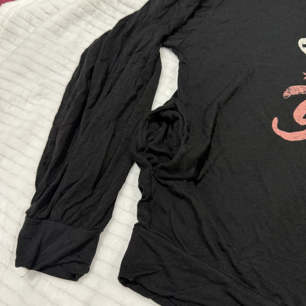 Bibi Yee Haw Cowboy Hat Graphic Long Sleeve Top Black Pink Western Large - Picture 3 of 7